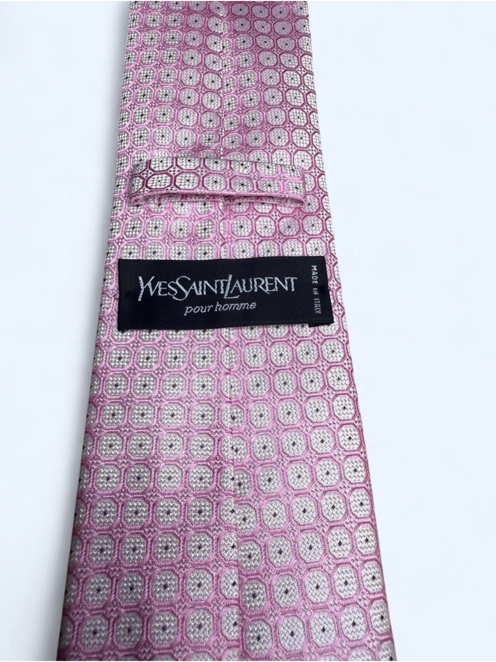 Yves Saint Laurent Pink Geometric Silk Tie - Picture 2 of 7
